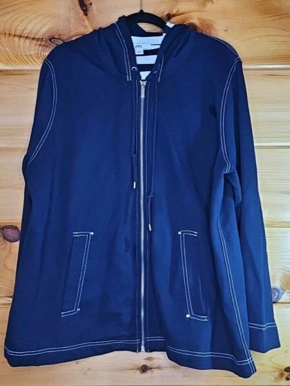 ANNE KLEIN Women's Plus Size 2X Sport Blue Hoodie Activewear Jacket Full Zip